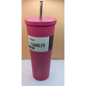 DSG 24oz Insulated Stainless Steel Tumbler with Straw Pink Matte Finish